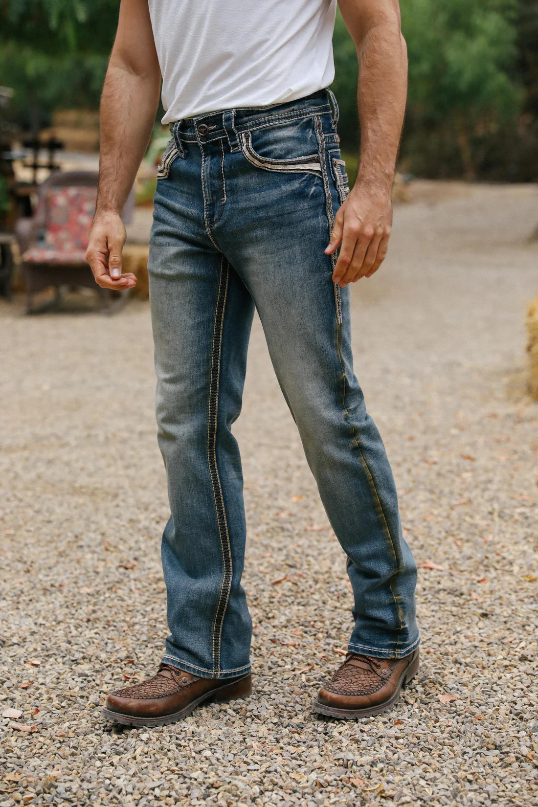 PHD10319 PLATINI HOLT MEN'S BLUE SLIM BOOT CUT JEANS