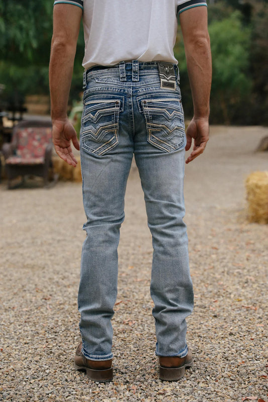 PHD10326 PLATINI HOLT MEN'S LIGHT BLUE SLIM BOOT CUT JEAN