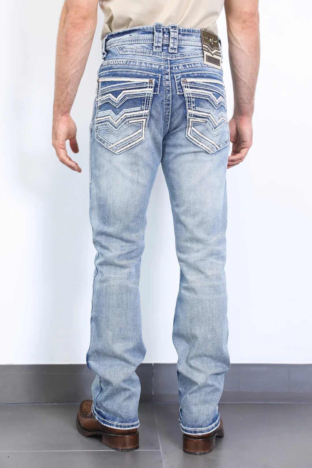 PHD10326 PLATINI HOLT MEN'S LIGHT BLUE SLIM BOOT CUT JEAN