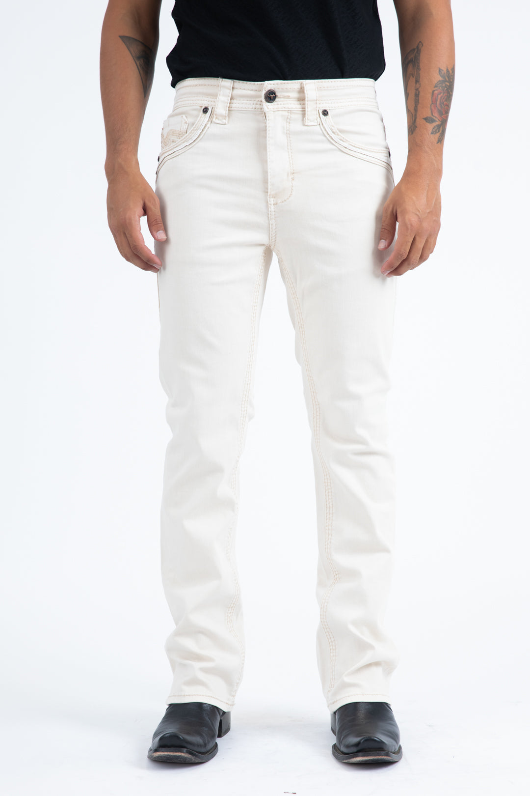 PHD11102 HOLT MEN'S WHITE SLIM BOOT CUT JEANS