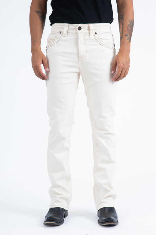 PHD11102 HOLT MEN'S WHITE SLIM BOOT CUT JEANS