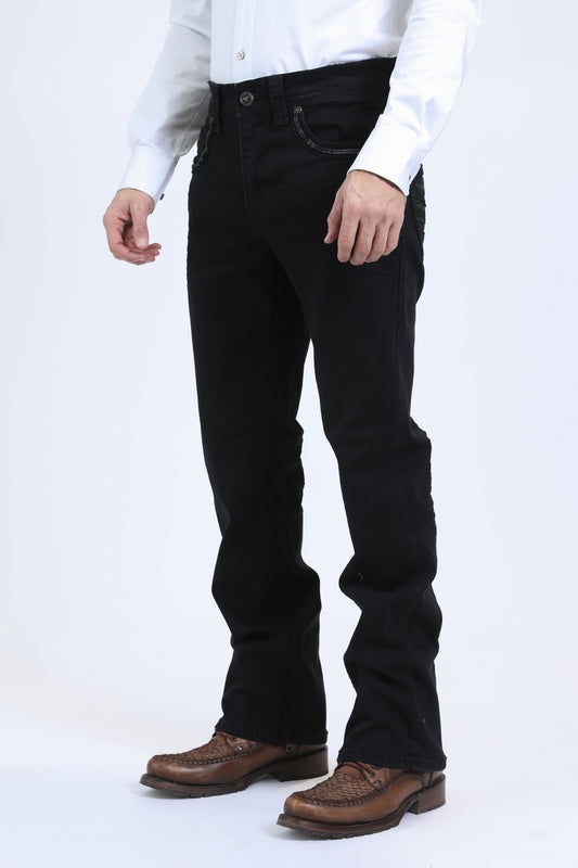 PHD11106 PLATINI HOLTS MEN'S BLACK SLIM BOOT CUT JEANS