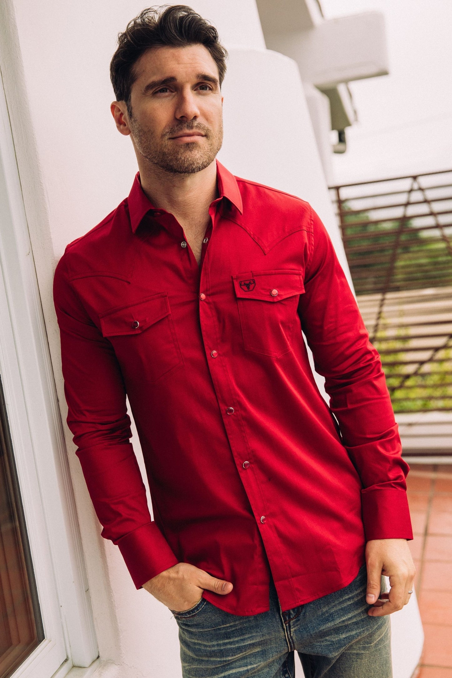 WSL9301 PLATINI MODERN FIT SOLID RED DRESS SHIRT